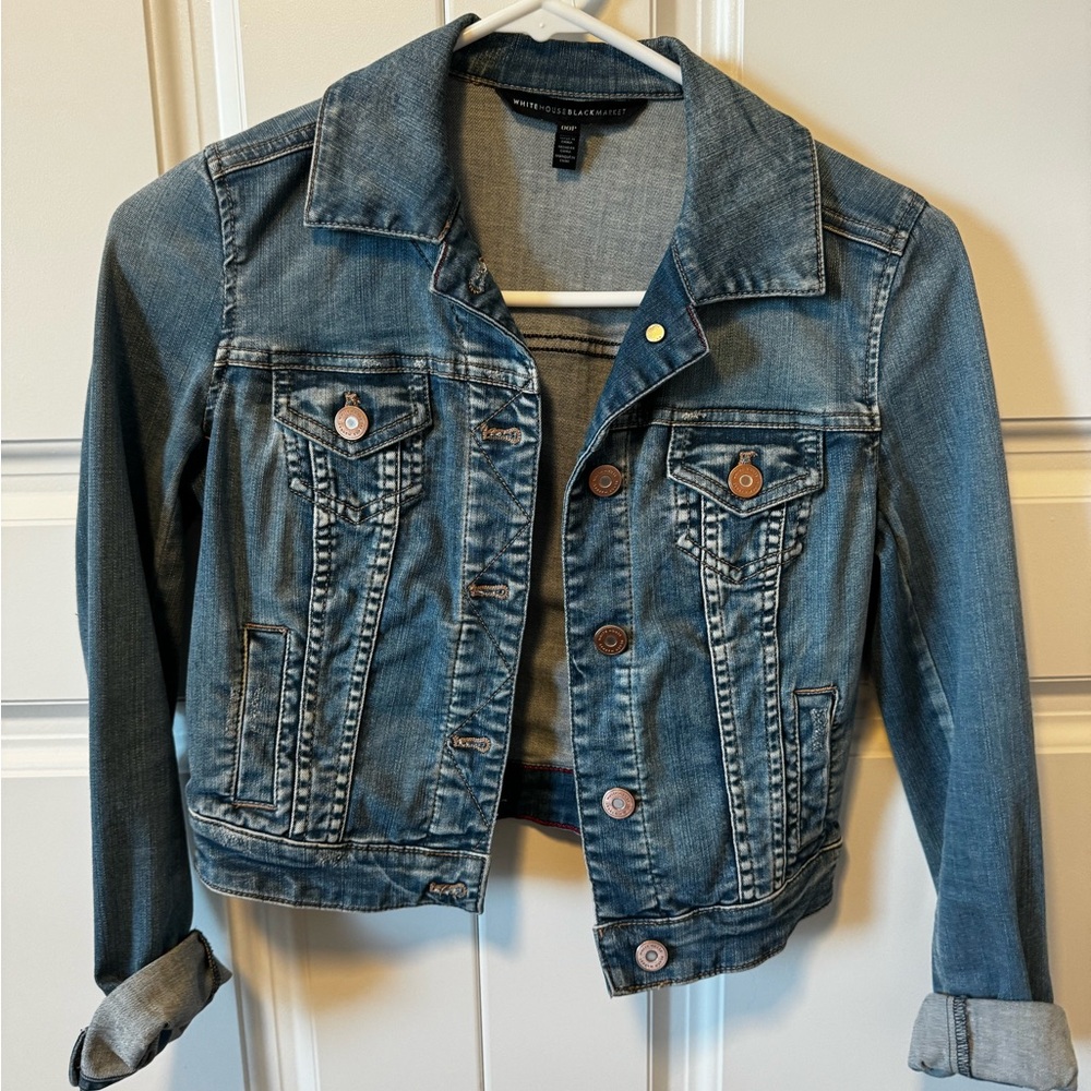 White House Black Market Cropped Jean Jacket